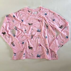 Pink Long Sleeve Shirt with Dog Print